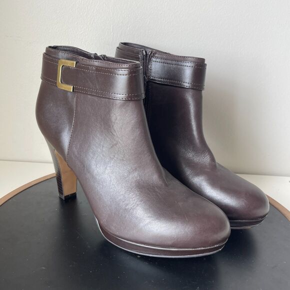 Giani Bernini‎ Boots Women Sz 11 M Brown Leather Platform Ankle Fashion Booties - Picture 2 of 12